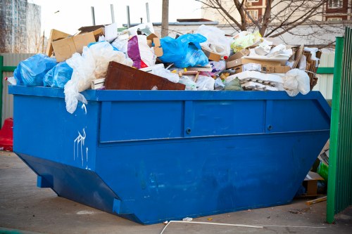 Properly placed enclosed skip ensuring safety and accessibility