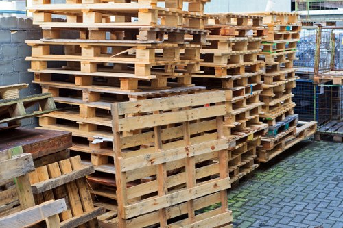 Different types of construction waste like concrete and wood